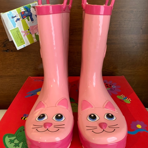 Western Chief NEW Pink Kitty Rain Boots Size 2 - Picture 4 of 12